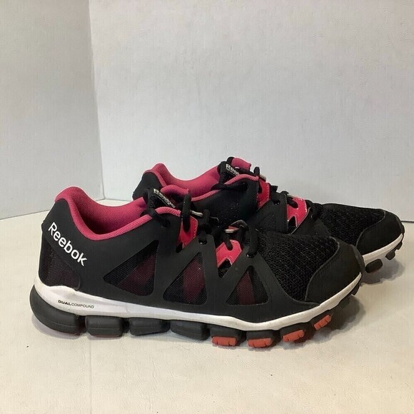Women's Reebok Realflex Running Shoes Size 9 #1083125997 Pink/Black/White - Picture 1 of 12